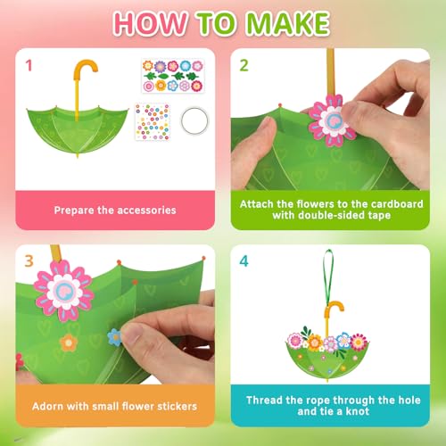 PAIVSUN 24Pcs Spring Crafts Kits Make You Own Umbrella Paper Ornament - style: Spring Umbrella
