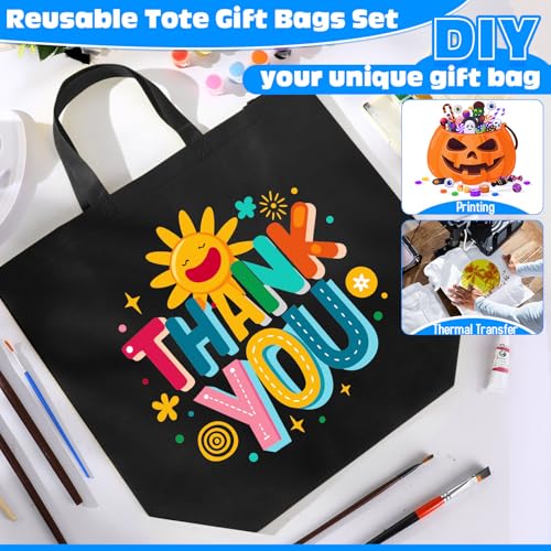 Windyun 100 Pcs Reusable Grocery Bags Large Shopping Tote Bulk, Black - color: Black