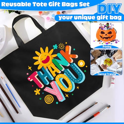 Windyun 100 Pcs Reusable Grocery Bags Large Shopping Tote Bulk, Black - color: Black