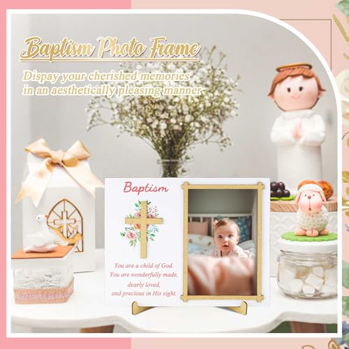 Baptism Gifts for Boys Girls, Baptism Photo Frame with Gift Box, Flower - style: Flower