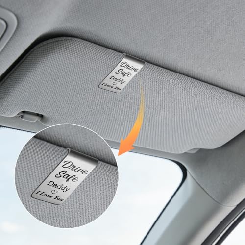 Safe Driving Reminder Car Visor Clip for Daddy from Son Daughter - color: Sliver17
