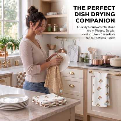 Kitchen Towels, Dish Towels for Kitchen, 3 Pc Kitchen Towel Set - color: Coffee