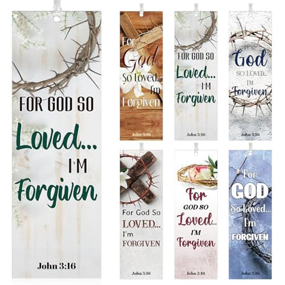 Dispowreath 60 Pcs for God So Loved Bookmarks Religious John 3: 16 Bookmarks Church Exchange Gifts for Men & Women Sunday School Vbs Church Prizes Party Favors - style: for God So Loved the World