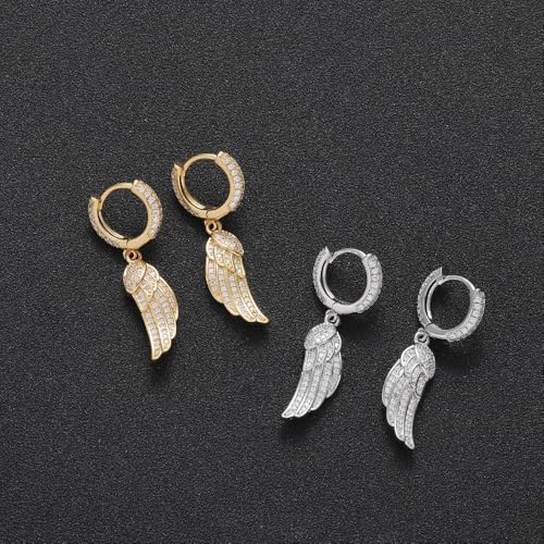 Gold Plated Angel Wing Earrings with stones