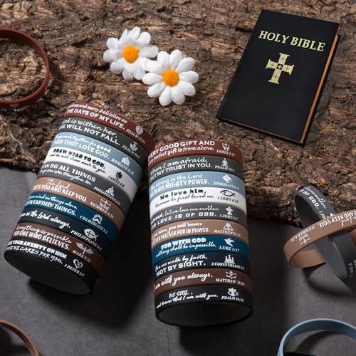 100 Pcs Religious Silicone Wristbands Bulk Bible Rubber Bracelets - color: Classic 100p
