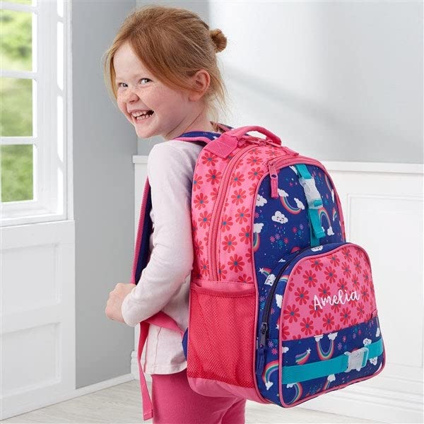 Personalization Universe and Stephen Joseph Personalized Kids Backpack - Rainbow Embroidered All Over Print, Custom Name, Adjustable Straps, Multiple Pockets, 12" x16, Girls Backpack - style: Rainbow