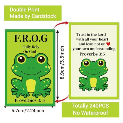 240pcs Christian Frog Cards Gospel Tracts Religious Roman Road Salvation Tract Serenity Prayer Pocket Jesus Bible Verse Cards for Evangelism Church (Frog Fully Rely on God)