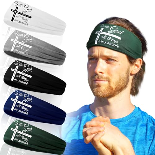 Lunmon5 Pcs Christian Athletic Cross Headbands Gifts - style: Novel Style