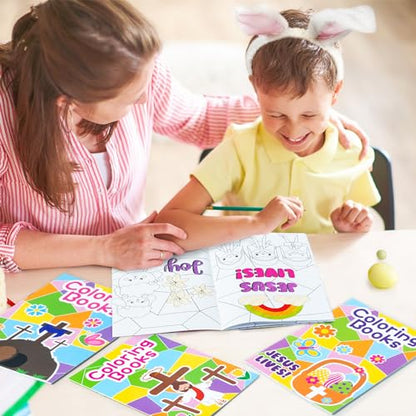 ANGOLIO Easter Geometry Coloring Books - 24Pcs Jesus Lives Christain Color Booklet Bulk with Hosanna Bible DIY Art Drawing Book for Easter Basket Stuffers Religious VBS Sunday School Classroom Rewards - style: Easter Geometry