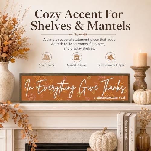 Autumn Wall Decoration, Give Thanks Quote Sign Rustic Farmhouse Home Decor - color: Fall Sign 1