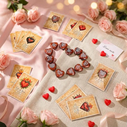 Gerrii 60 Set Christian Token Gift Jesus Love Heart Pocket Hugs, Red Brown - color: Red Brown