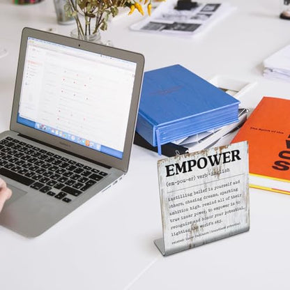 Empower Desk Sign Inspirational Office Decor with Boundless Potential Quote, Rustic Steel Plaque for Women Leaders, Teachers, Coaches, Therapists, Motivational Gift Idea for Empowerment XLK513 - style: Empower