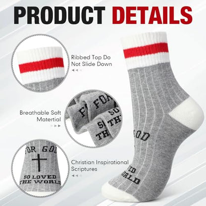 Glitopper 10 Pairs Christian Cross Socks for Men Women Church Gifts Bulk