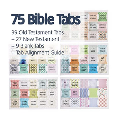 Mr. Pen- Bible Tabs, 75 Pcs, Laminated Tabs for Old & New Testament - color: Floral Design Black Writings