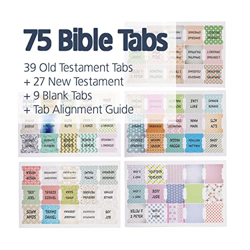 Mr. Pen- Bible Tabs, 75 Pcs, Laminated Tabs for Old & New Testament - color: Floral Design Black Writings