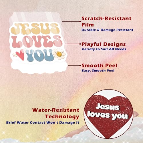 110 Pcs Jesus Loves You Stickers, Christian Bible Verse Faith Decals - color: Multicolor Jesus Loves You-110pcs