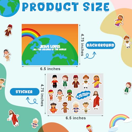 Marspark 24 Pcs Jesus Scene Sticker Religious Bible Craft Kit for Christian - style: Jesus Love Kids