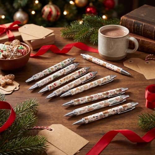 Wxiben 24 Pcs Christmas Gingerbread Man Ballpoint Pens, 1.0mm Black Ink - color: Christmas Gingerbread Man