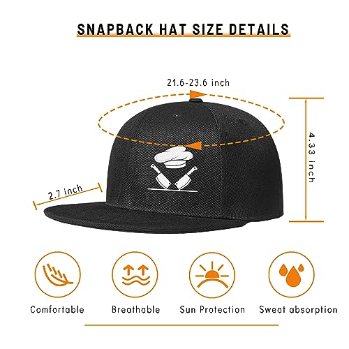 Chef Hat Flat Bill Hats for Men Funny Double Knives Kitchen Adjustable Baseball Cap Snapback Hat for Women - color: Double Knives