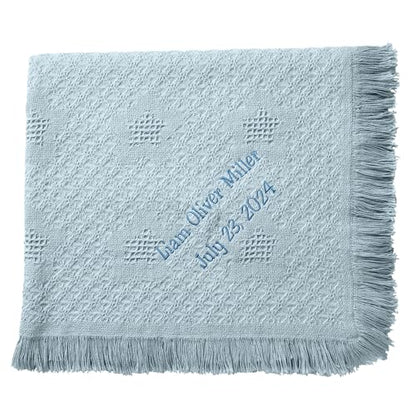 Let's Make Memories Personalized Honeycomb Baby Blanket - New Baby Shower - Welcome - 36x50 - Blue - color: Blue - Personalized Message