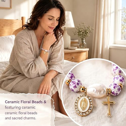 Holy Water Bracelet for Women,Religious Christian FaithJewelry - color: Purple