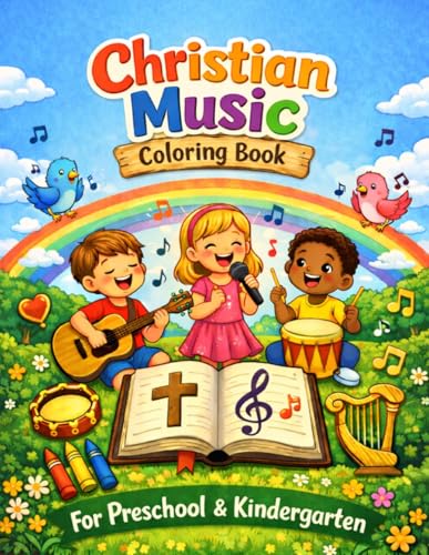 Christian Music Coloring Book for Kids: A Christian Coloring Book About Music, Singing, and Praising God, Easy Christian Coloring Pages for Preschool and Kindergarten