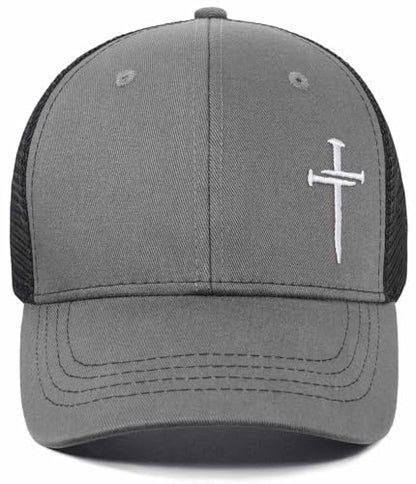 Christian Jesus Cross Hat - Faith Hats for Men Women - Religious Gifts for Thanksgiving Christmas - color: Cross/Grey Black