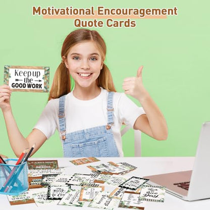 Outus 120 Pcs Motivational Encouragement Inspirational Card Boho Rainbow - style: Eucalyptus Leaf