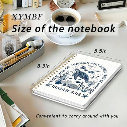 Sea Turtle Christian Gifts Notebook, Isaiah 43:2 Bible Verse Journal Sea Turtle Gifts for Women Men Deep Waters Lined Diary, Religious Catholic Prayer Book Devotional Notepad Encouragement Present - color: Color-7