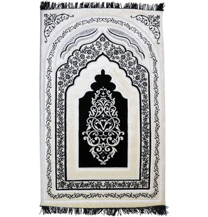 Modefa Foam Padded Prayer Rug | Thick Prayer Mat with Knee Cushion Memory Foam Prayer Mats | One Inch Thick Soft Velvet Islamic Praying Mat Luxury (Black) - color: Black