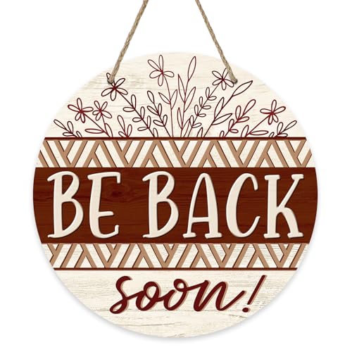Be Back Soon Front Door Sign, Flower Leaves Wood Door Hanger - color: Be Back
