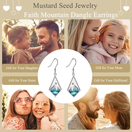 AOBOCO Mustard Seed Earrings for Women Sterling Silver Mountain Cross Earrings Dangle Christian Religion Jewelry Mothers Day Birthday for Mom Wife Friends - style: Mustard Seed Hooks Earrings