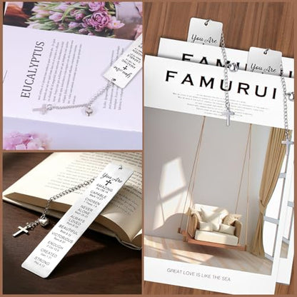 Christian Cross Bookmarks, Metal Bible Bookmarks for Women Men, 1st Communion Baptism Confirmation Gifts for Girls Boys Teens, Catholic Coming of Age Graduation Gift