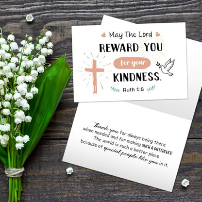 Affrolling 50 Pcs Christian Thank You Cards Bulk with Envelopes Stickers - style: Delicate
