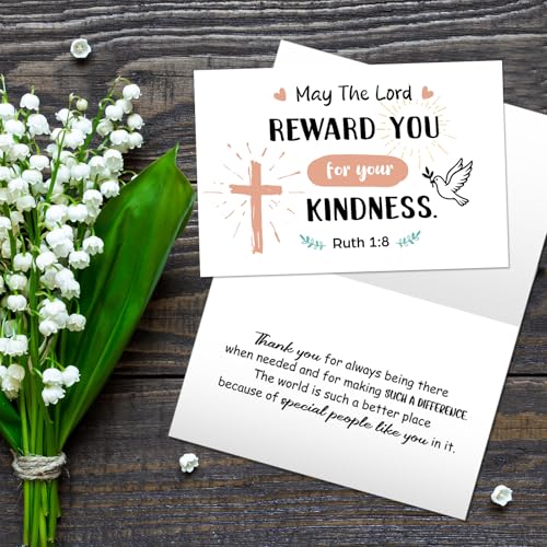 Affrolling 50 Pcs Christian Thank You Cards Bulk with Envelopes Stickers - style: Delicate