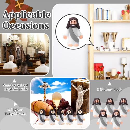 Bememo 25Pcs Mini Jesus Figure for Religious Favor,Gray - color: Gray