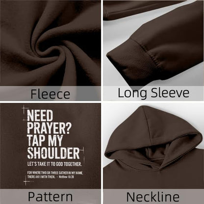 Christian Hoodies for Men Jesus Cross Casual Tops - color: Brown, size: XX-Large