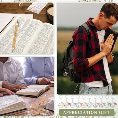 Spakon 10 Sets Christian Gifts Bulk Bible Verse Pens Keychain, Bible - style: Bible