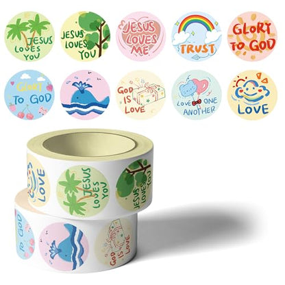1000 Pieces Bible Sticker Roll for Kids 20 Styles Christian Reward Stickers - style: Bible