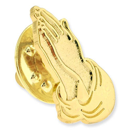 PinMart Christian Religious Lapel Pin - Cross, Faith & Church Accessories - color: Gold Praying Hands, size: 5 Pack