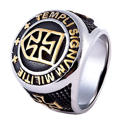 Genuine Stainless Steel Ring for Men Fashion Punk Rock Mason Knight Templar Cross Rings - style: R280