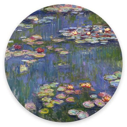 Mouse Pad, Cute Mousepad with Design, Round Water Lilies Claude Monet Mat, Small Non-Slip Rubber Gaming Pads, Office Home Personalized Pad 7.9×7.9×0.12 inches - color: Water Lilies Claude Monet
