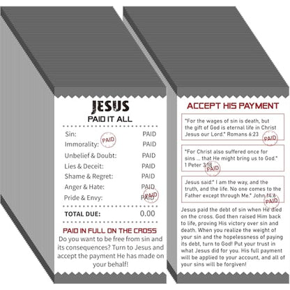 240pcs Gospel Tract Cards 3.5 x 2 Inches Jesus Paid It All - color: Jesus Paid It All