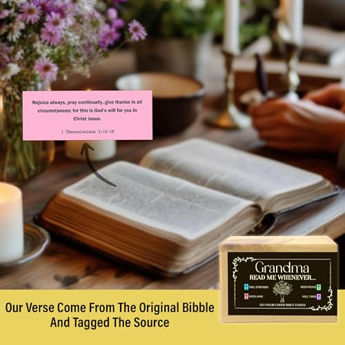 Personalized Grandma Bible Verse Box with 150 Color-Coded Scripture Cards, Custom Name Prayer Box with Pocket Cross, Christian Gift for Grandma, Christmas, Mother’s Day - color: Grandma