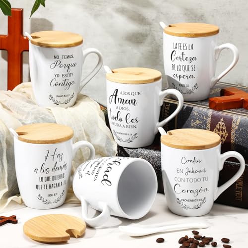 Patelai 6 Set Christian Gift for Women Men Bible Verse Mug, Spanish - style: Spanish