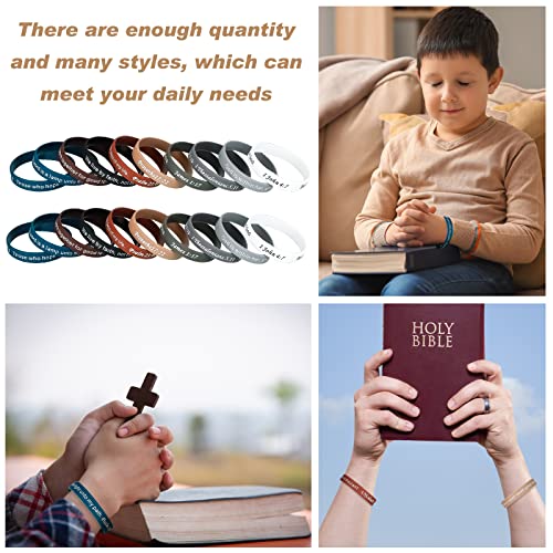 Estune 120 Pcs Bible Verse Bracelets Christian Wristbands, Dark Color - color: Dark Color