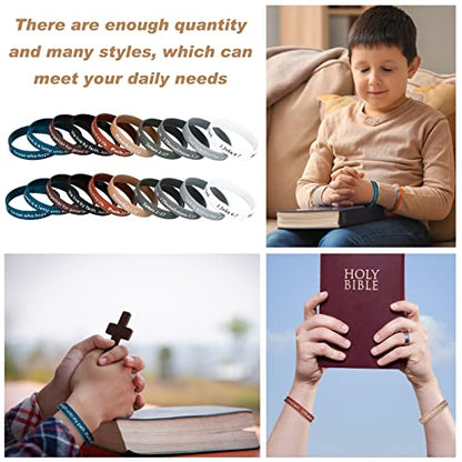 Estune 120 Pcs Bible Verse Bracelets Christian Wristbands, Dark Color - color: Dark Color