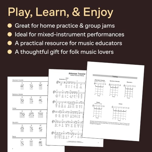 Folk Songs - Strum Together Collection | Sheet Music Songbook for Ukulele, Guitar, Mandolin, Banjo, Baritone Ukulele | 70 Classic Tunes with Chords and Lyrics for Beginner and Group Players