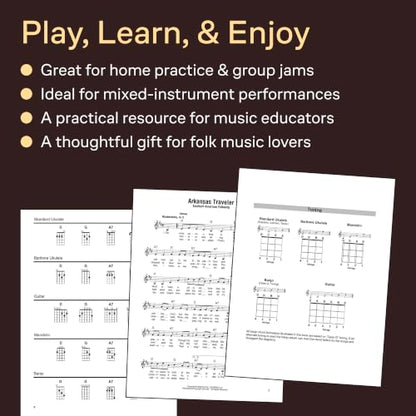 Folk Songs - Strum Together Collection | Sheet Music Songbook for Ukulele, Guitar, Mandolin, Banjo, Baritone Ukulele | 70 Classic Tunes with Chords and Lyrics for Beginner and Group Players