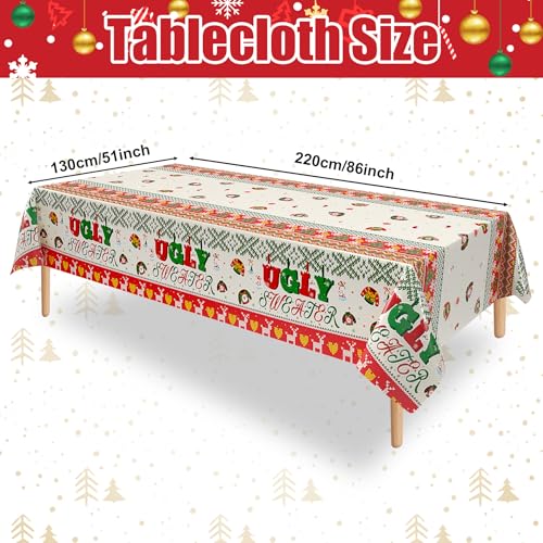 3 Pcs Christmas Ugly Sweater Party Tablecloth - color: Ugly Sweater